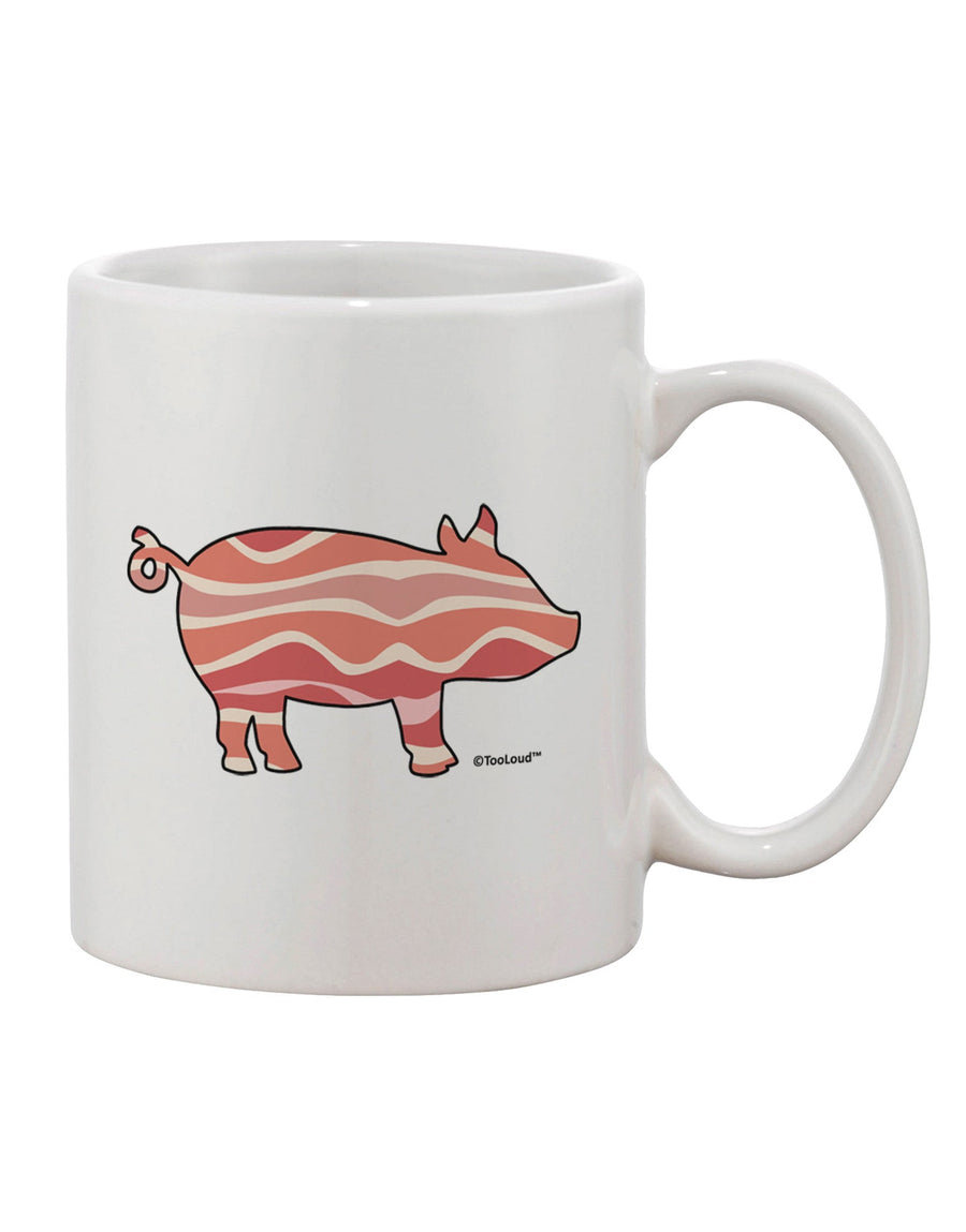 TooLoud's Expertly Crafted Bacon Pig Silhouette Printed 11 oz Coffee Mug - Perfect for Savoring Your Favorite Beverages-11 OZ Coffee Mug-TooLoud-White-Davson Sales