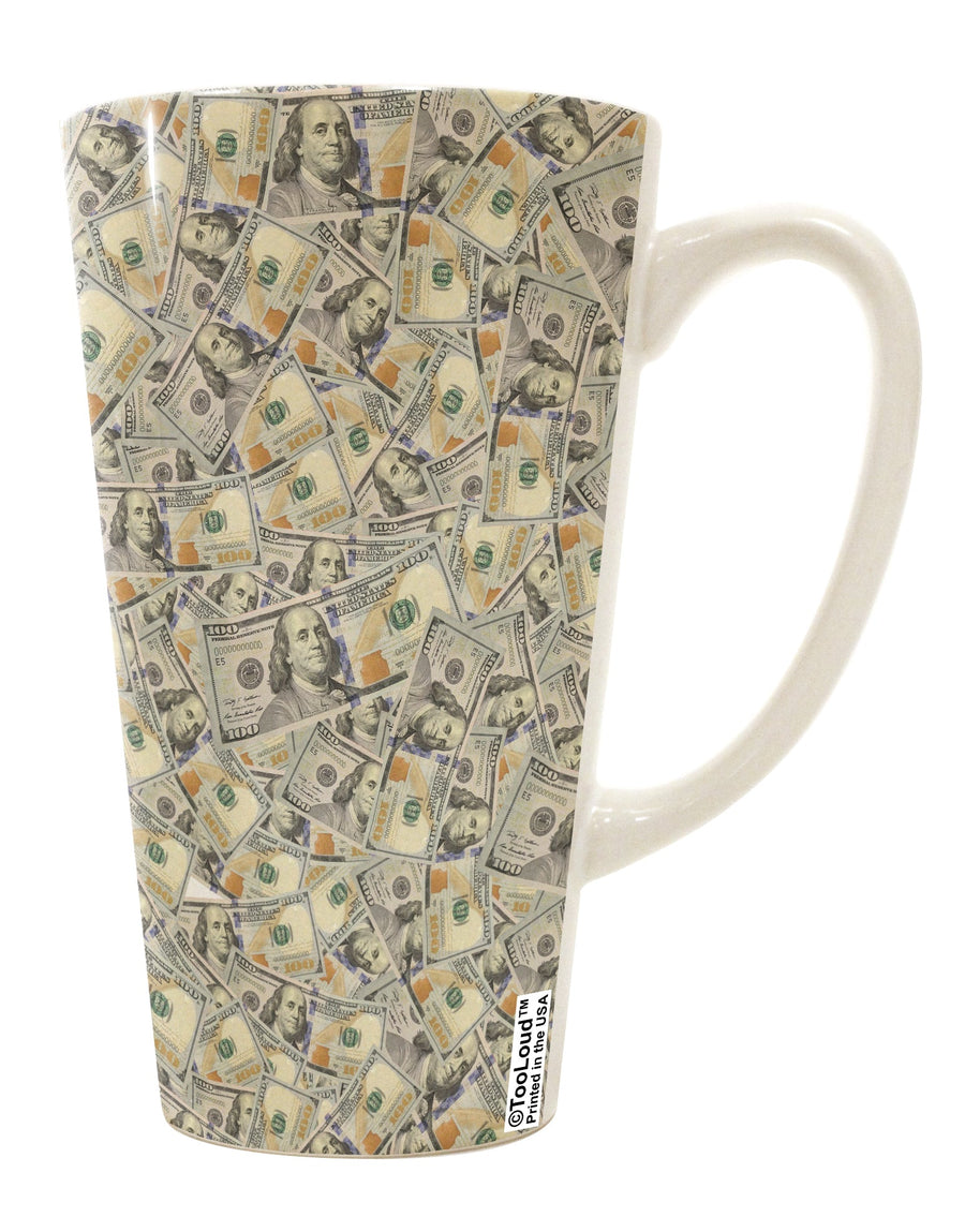 TooLoud's Expertly Crafted Benjamins 16 Ounce Conical Latte Coffee Mug - Perfect for Coffee Connoisseurs-Conical Latte Mug-TooLoud-White-Davson Sales