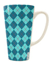 TooLoud's Expertly Crafted Blue Argyle AOP 16 Ounce Conical Latte Coffee Mug - Perfect for the Discerning Drinkware Enthusiast-Conical Latte Mug-TooLoud-White-Davson Sales