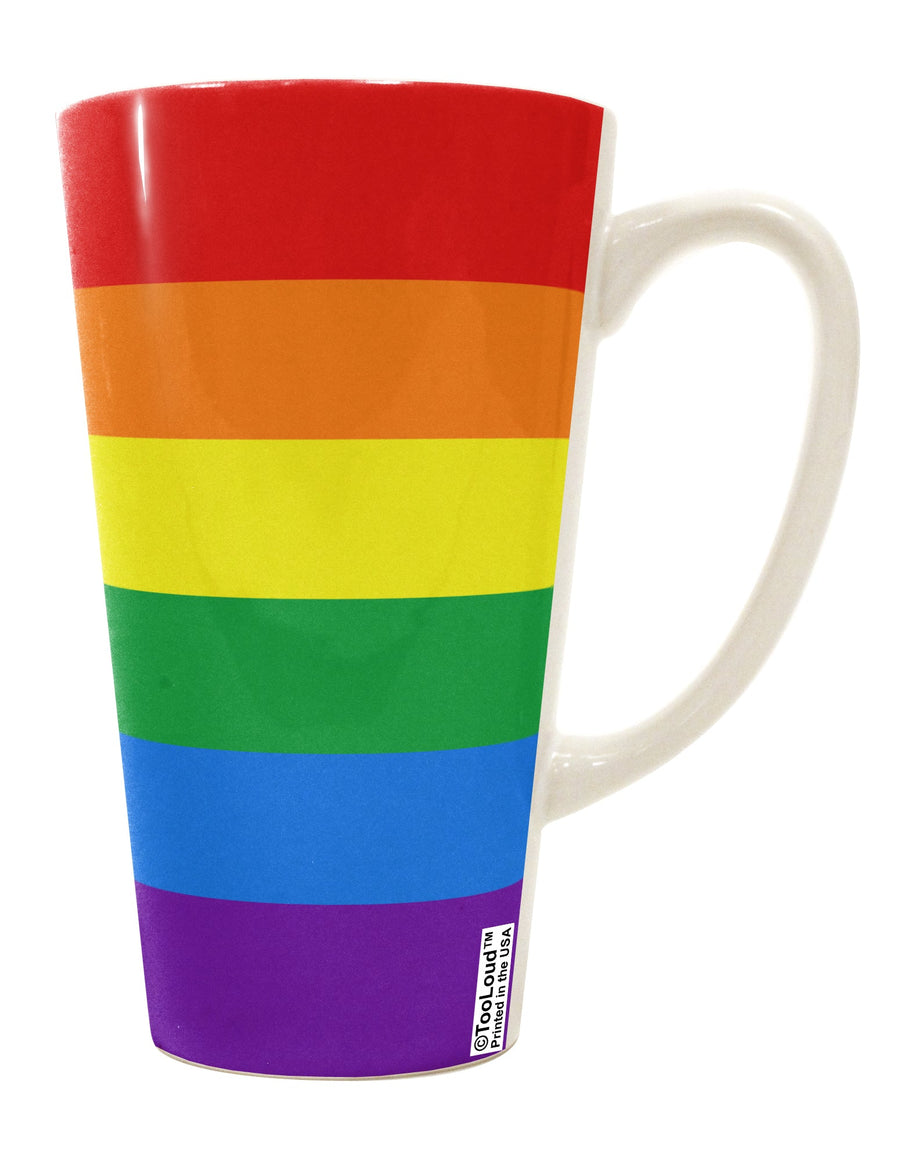 TooLoud's Expertly Crafted Conical Latte Coffee Mug - A Vibrant Celebration of Gay Pride in a Rainbow Horizontal Flag Design-Conical Latte Mug-TooLoud-White-Davson Sales