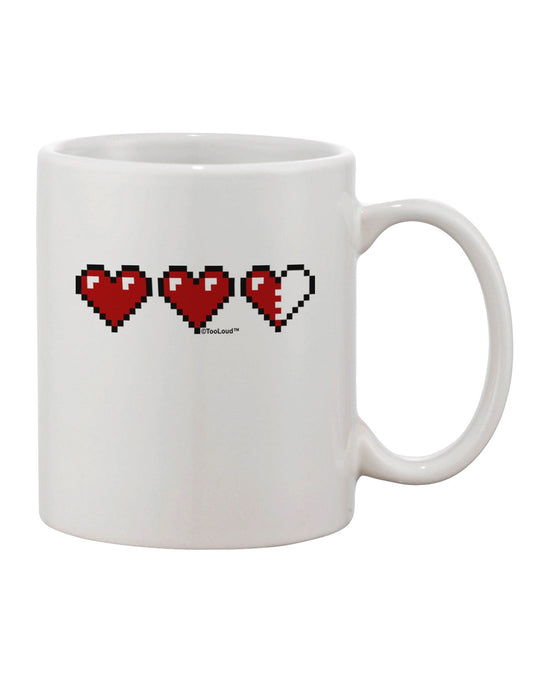 TooLoud's Expertly Crafted Couples Pixel Heart Life Bar - Left Printed 11 oz Coffee Mug - Perfect for Drinkware Enthusiasts-11 OZ Coffee Mug-TooLoud-White-Davson Sales