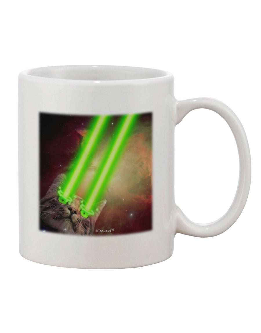 TooLoud's Expertly Crafted Laser Eyes Cat in Space Design Printed 11 oz Coffee Mug - Perfect for Drinkware Enthusiasts-11 OZ Coffee Mug-TooLoud-White-Davson Sales