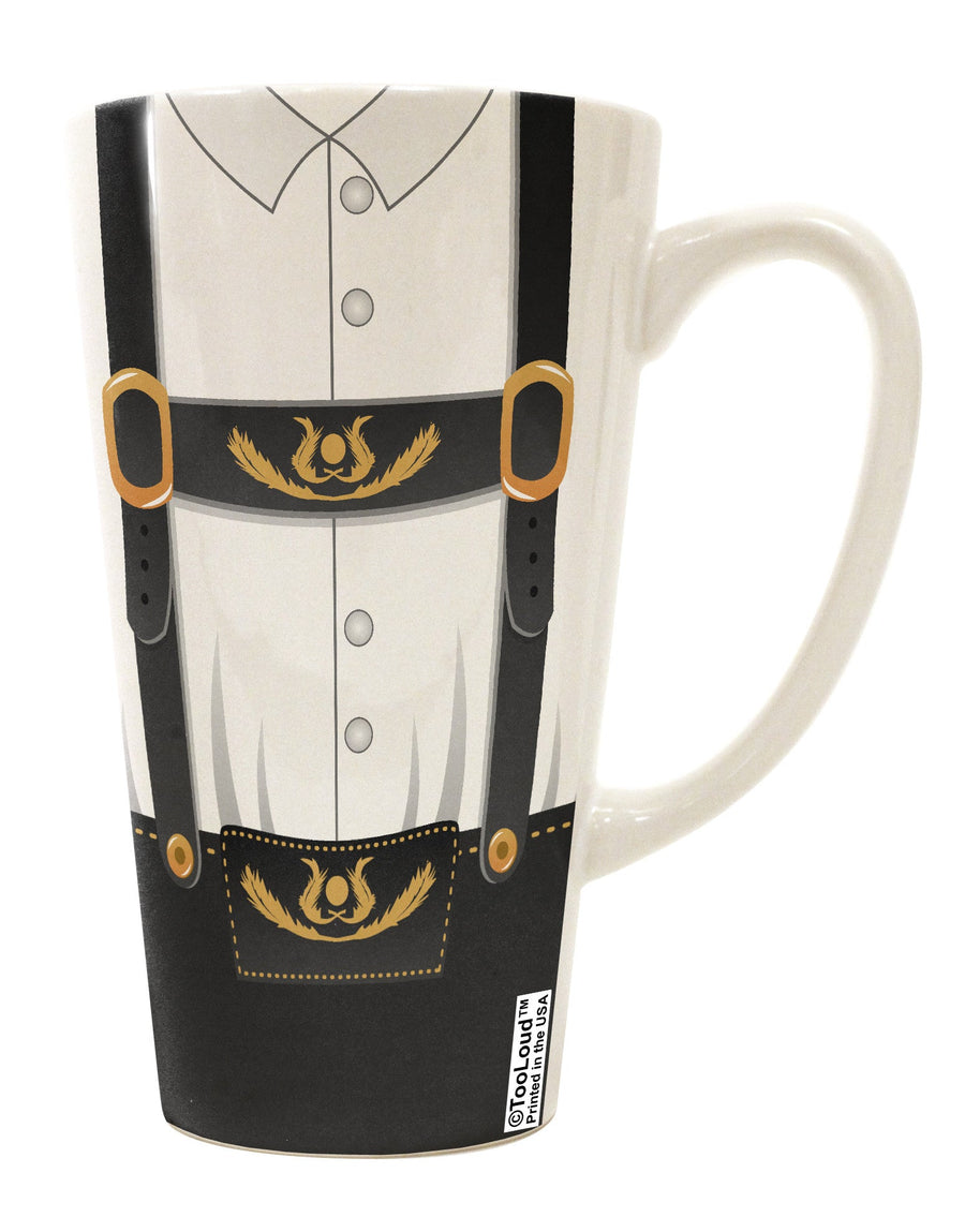 TooLoud's Expertly Crafted Lederhosen Costume Black 16 Ounce Conical Latte Coffee Mug - Perfect for Drinkware Enthusiasts-Conical Latte Mug-TooLoud-White-Davson Sales