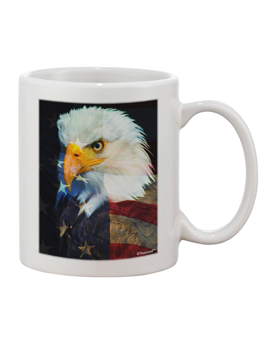 TooLoud's Expertly Crafted Patriotic Bald Eagle and American Flag Printed 11 oz Coffee Mug - Perfect for Celebrating Your Love for the USA-11 OZ Coffee Mug-TooLoud-White-Davson Sales