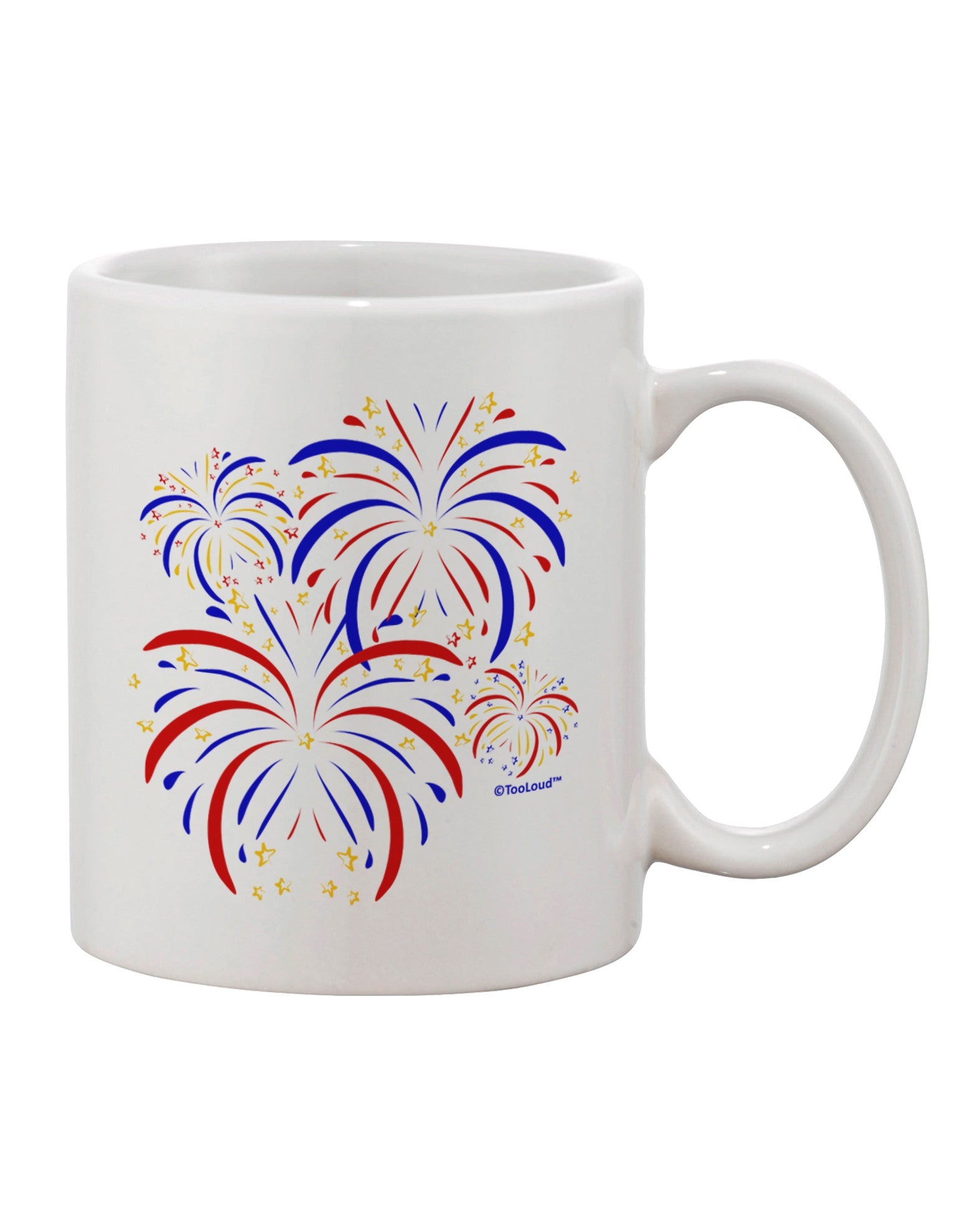 TooLoud's Expertly Crafted Patriotic Fireworks with Bursting Stars 11 oz Coffee Mug - Perfect for Celebrating-11 OZ Coffee Mug-TooLoud-White-Davson Sales
