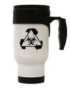 TooLoud's Expertly Crafted Recycle Biohazard Sign Black and White Stainless Steel 14 OZ Travel Mug - Perfect for the Discerning Drinkware Enthusiast