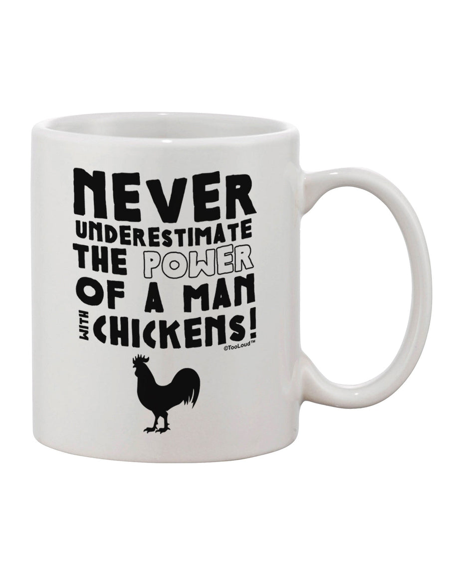 TooLoud's Exquisite A Man With Chickens Printed 11 oz Coffee Mug - Perfect for Discerning Drinkware Enthusiasts-11 OZ Coffee Mug-TooLoud-White-Davson Sales