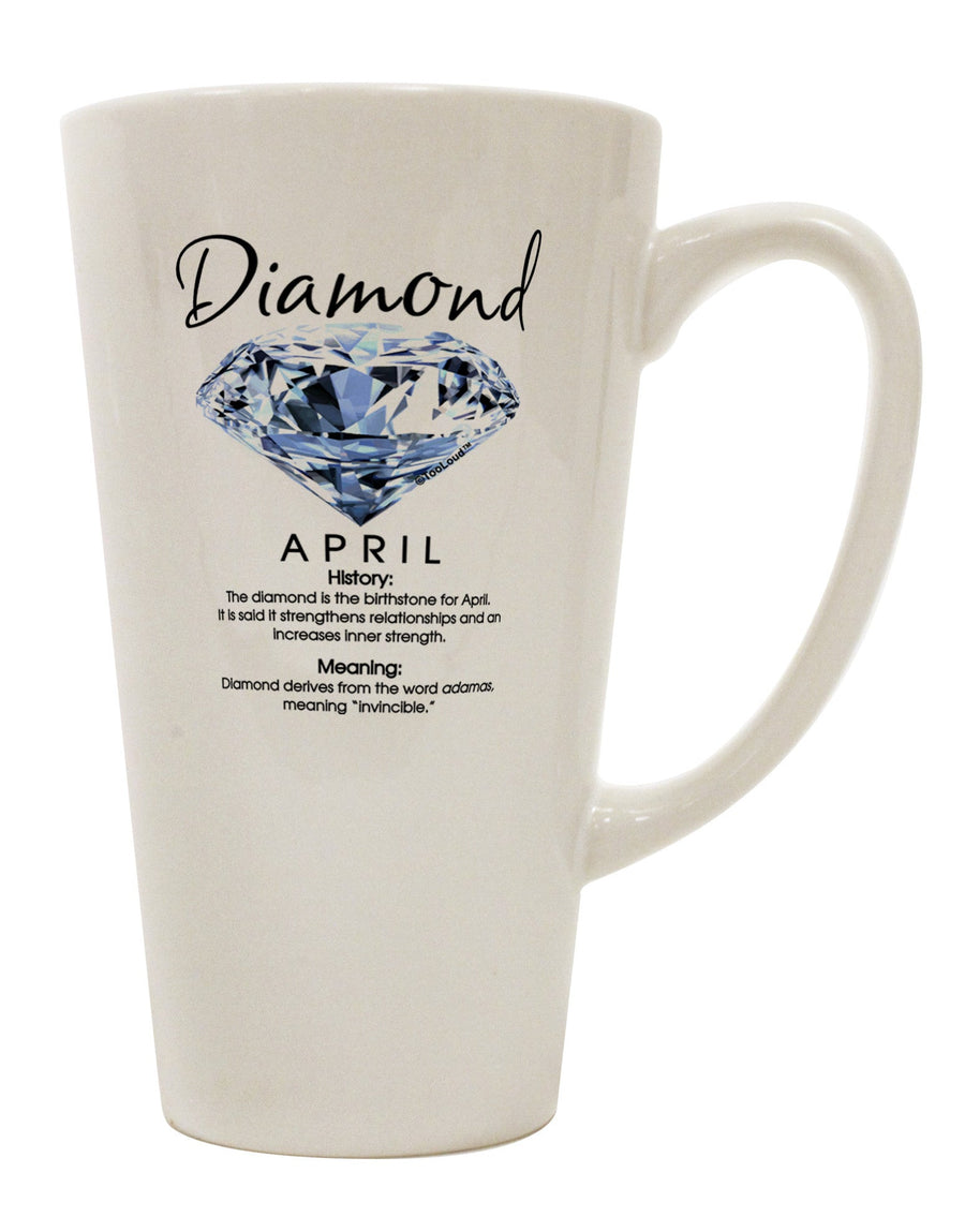 TooLoud's Exquisite Birthstone Diamond 16 Ounce Conical Latte Coffee Mug - Perfect for Discerning Drinkware Enthusiasts-Conical Latte Mug-TooLoud-White-Davson Sales