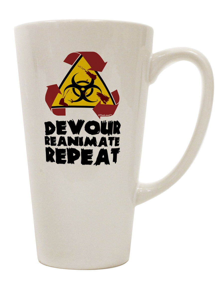 TooLoud's Exquisite Devour Reanimate Repeat 16 Ounce Conical Latte Coffee Mug - Perfect for Discerning Drinkware Enthusiasts-Conical Latte Mug-TooLoud-White-Davson Sales