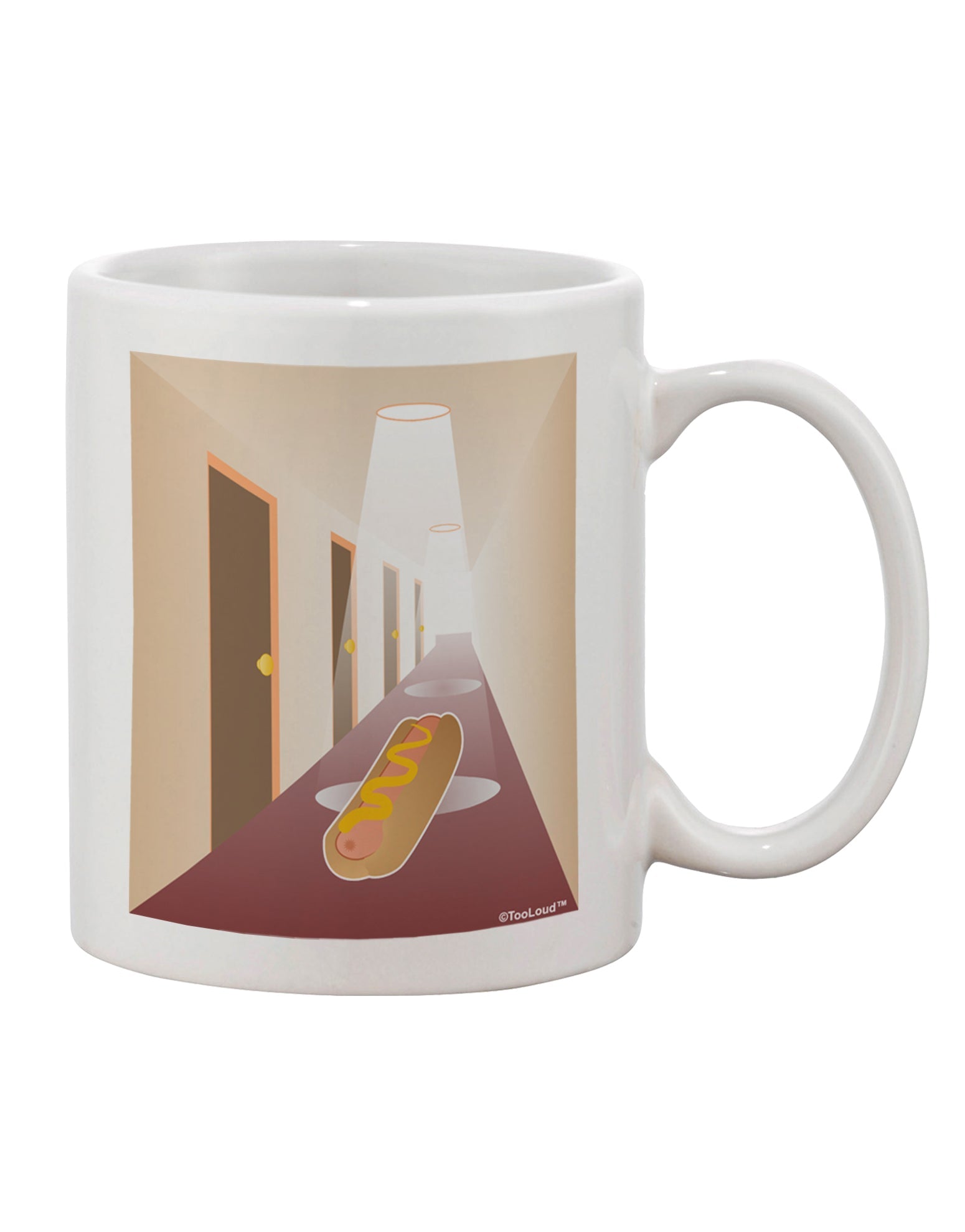 TooLoud's Exquisite Hotdog in a Hallway Printed 11 oz Coffee Mug - Perfect for Beverage Connoisseurs-11 OZ Coffee Mug-TooLoud-White-Davson Sales