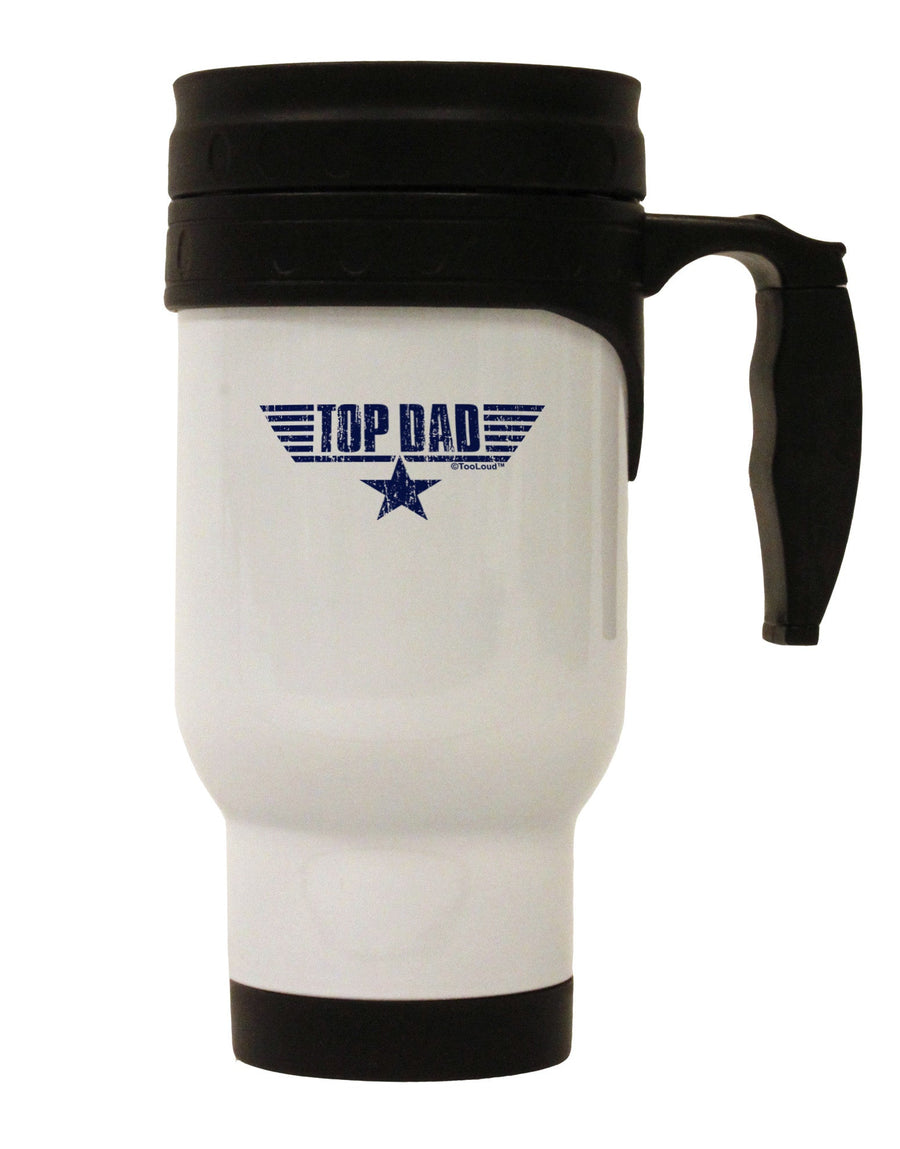 Top Dad Father's Day Stainless Steel 14oz Travel Mug-Travel Mugs-TooLoud-White-Davson Sales