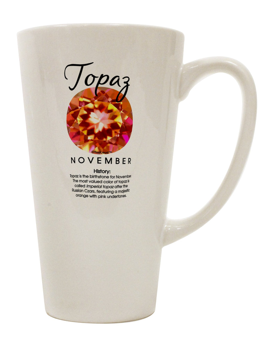 Topaz Birthstone Conical Latte Coffee Mug - Expertly Crafted by TooLoud-Conical Latte Mug-TooLoud-White-Davson Sales