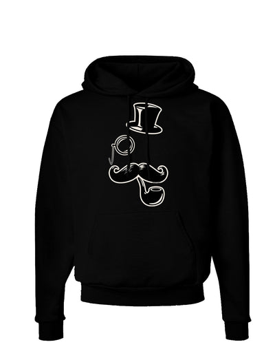 Tophat Mustache Pipe and Monocle Dark Hoodie Sweatshirt-Hoodie-TooLoud-Black-Small-Davson Sales