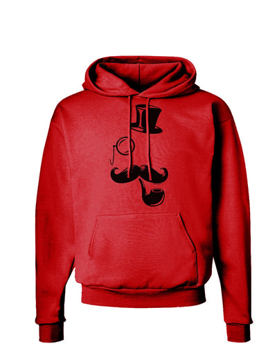 Tophat Mustache Pipe and Monocle Hoodie Sweatshirt-Hoodie-TooLoud-Red-Small-Davson Sales