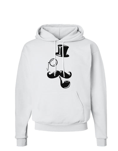 Tophat Mustache Pipe and Monocle Hoodie Sweatshirt-Hoodie-TooLoud-White-Small-Davson Sales