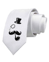 Tophat Mustache Pipe and Monocle Printed White Necktie