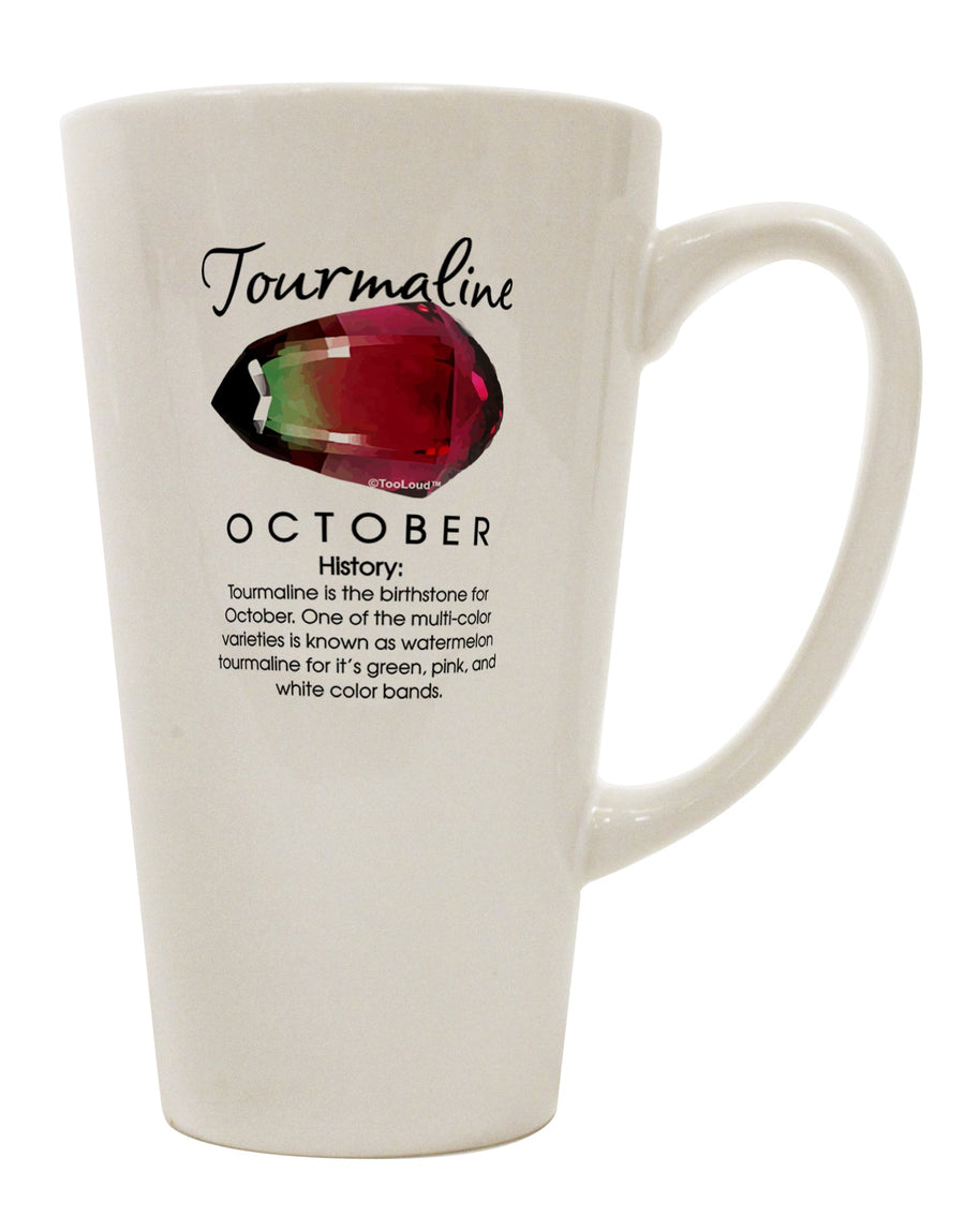 Tourmaline Birthstone Conical Latte Coffee Mug - Expertly Crafted by TooLoud-Conical Latte Mug-TooLoud-White-Davson Sales