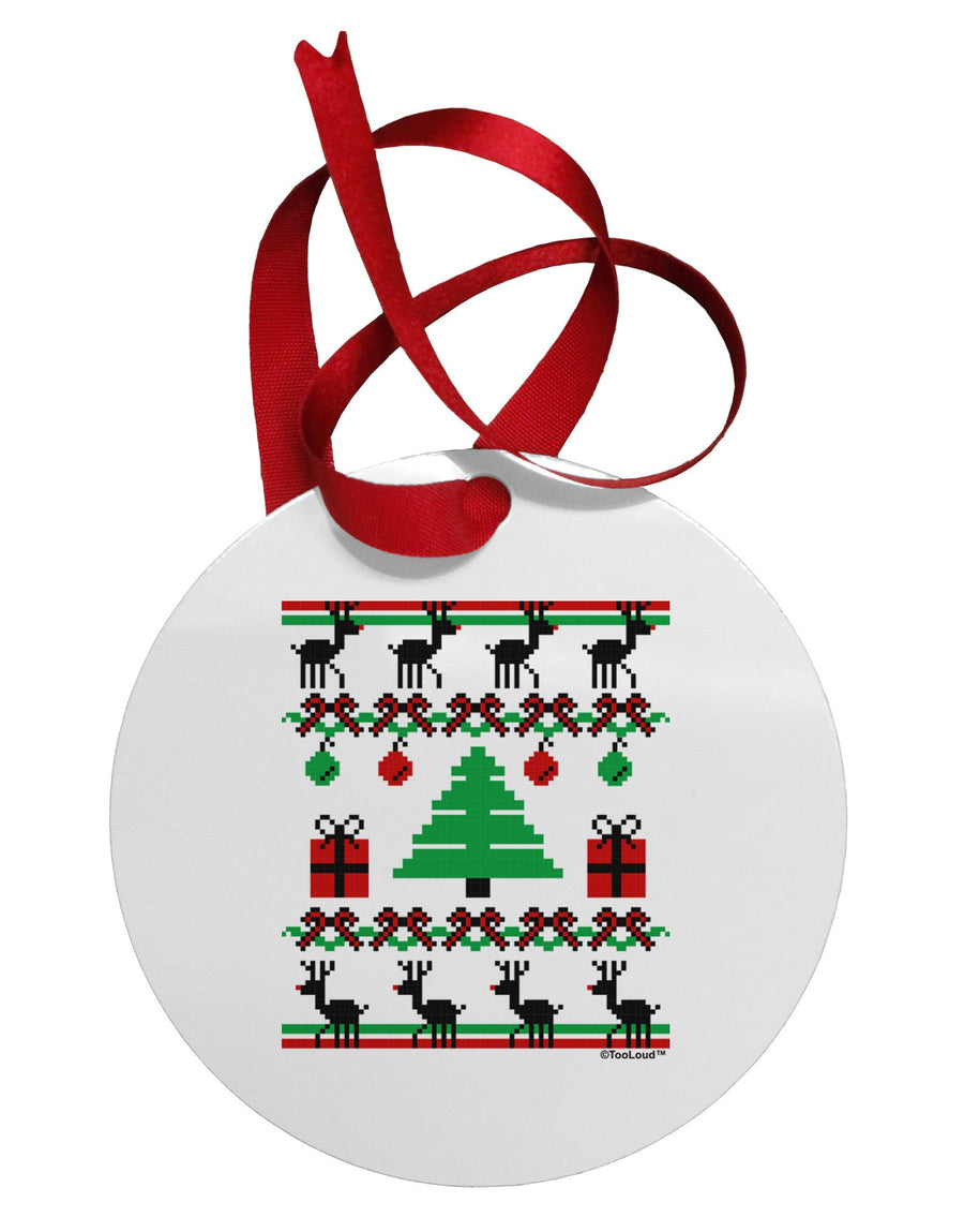 Tree with Gifts Ugly Christmas Sweater Circular Metal Ornament-Ornament-TooLoud-White-Davson Sales