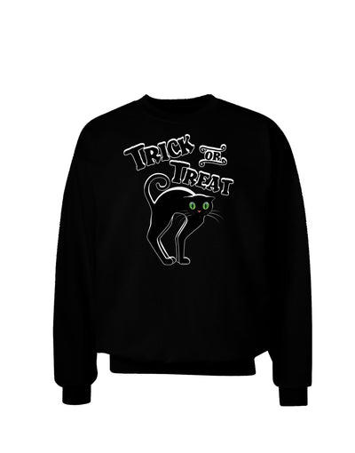 Trick or Treat Cute Black Cat Halloween Adult Dark Sweatshirt-Sweatshirts-TooLoud-Black-Small-Davson Sales