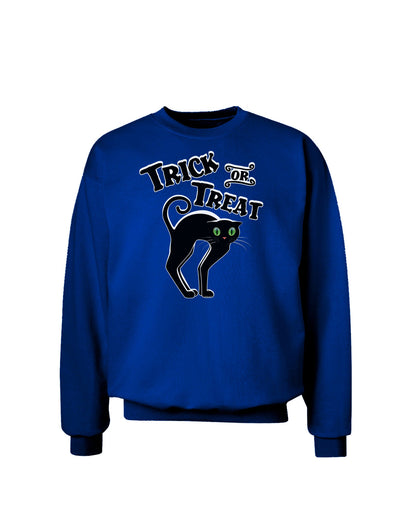 Trick or Treat Cute Black Cat Halloween Adult Dark Sweatshirt-Sweatshirts-TooLoud-Deep-Royal-Blue-Small-Davson Sales