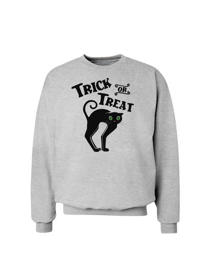 Trick or Treat Cute Black Cat Halloween Sweatshirt-Sweatshirts-TooLoud-AshGray-Small-Davson Sales