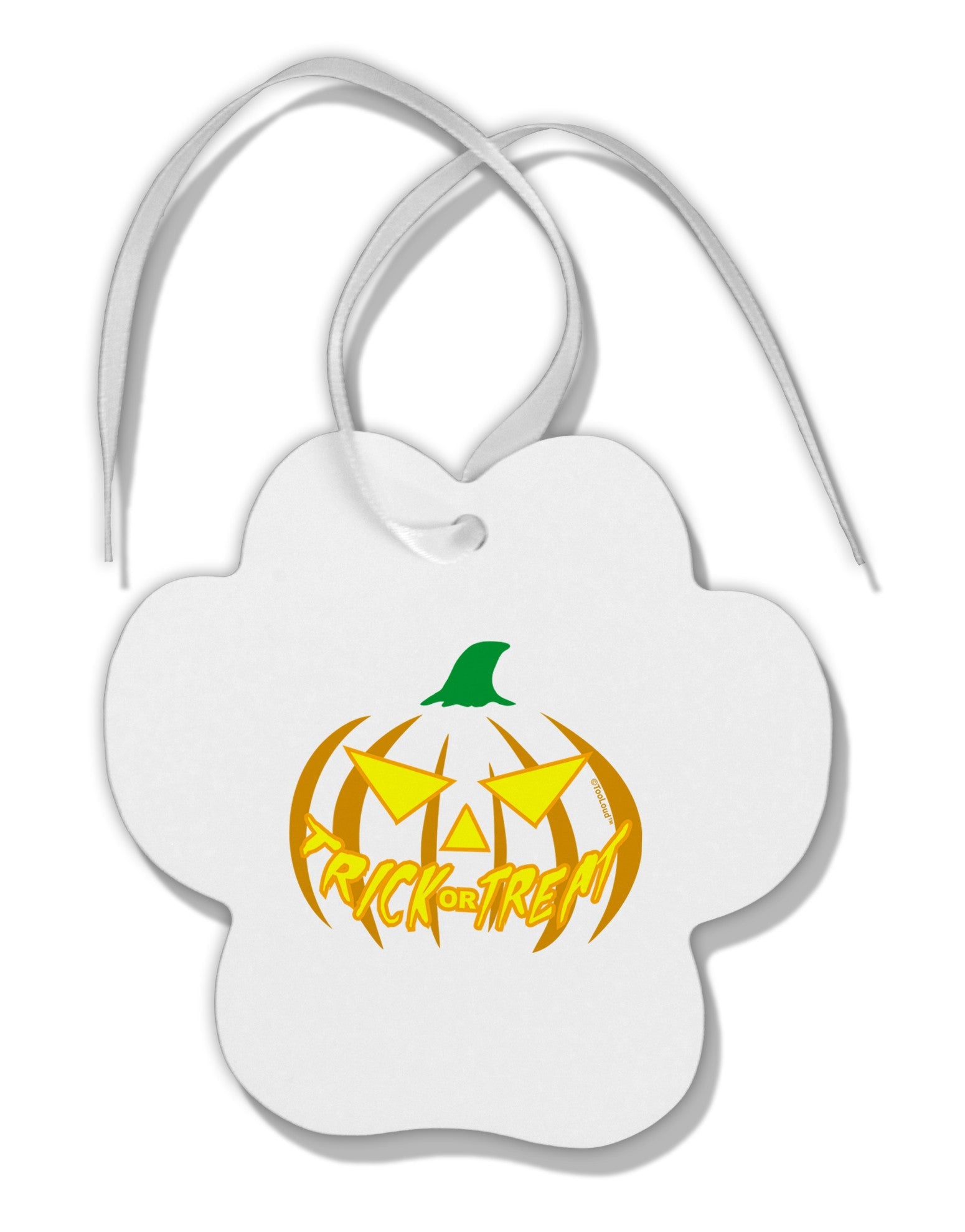 Trick or Treat Jack Yellow Paw Print Shaped Ornament-Ornament-TooLoud-White-Davson Sales