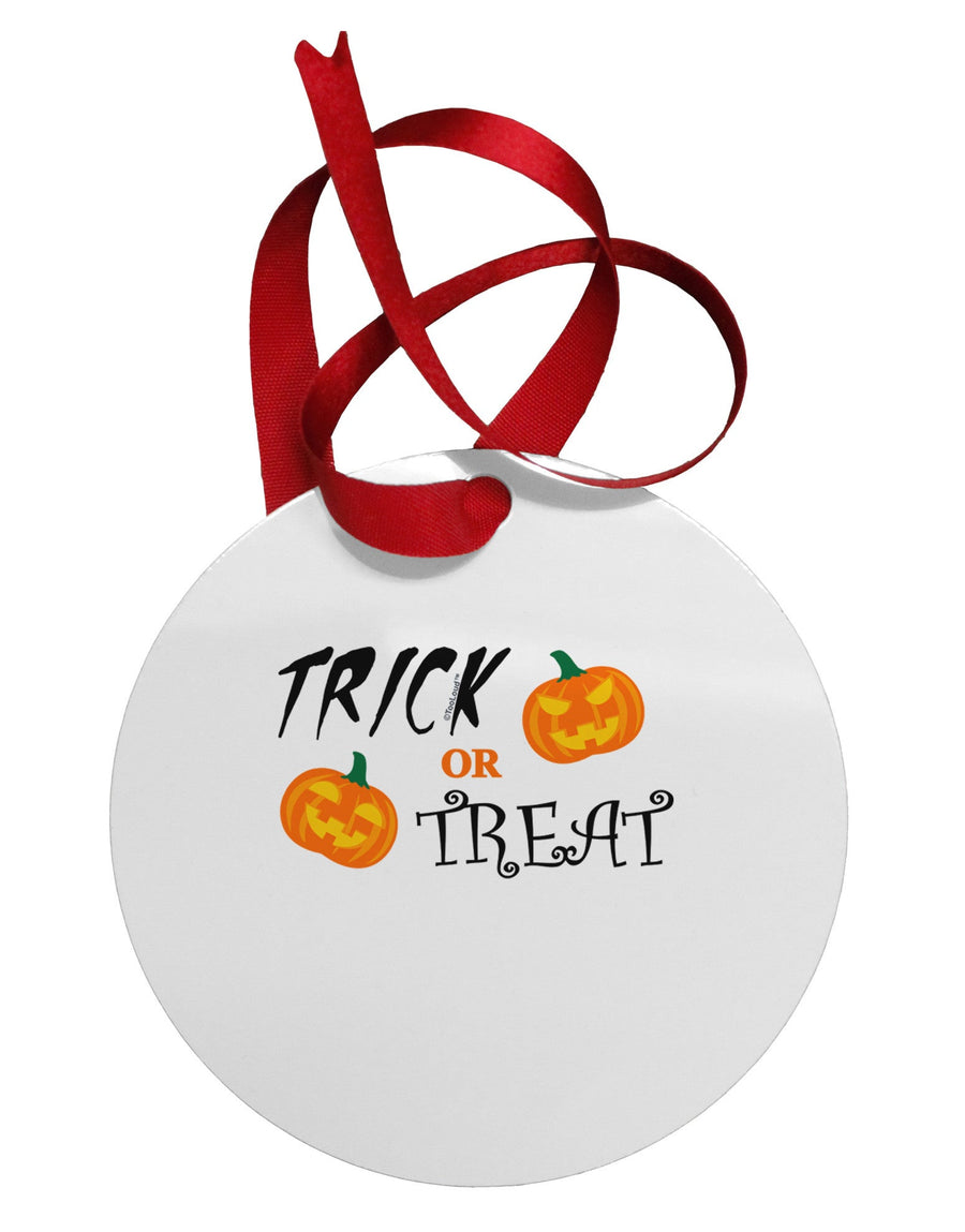 Trick or Treat Pumpkins Circular Metal Ornament-Ornament-TooLoud-White-Davson Sales