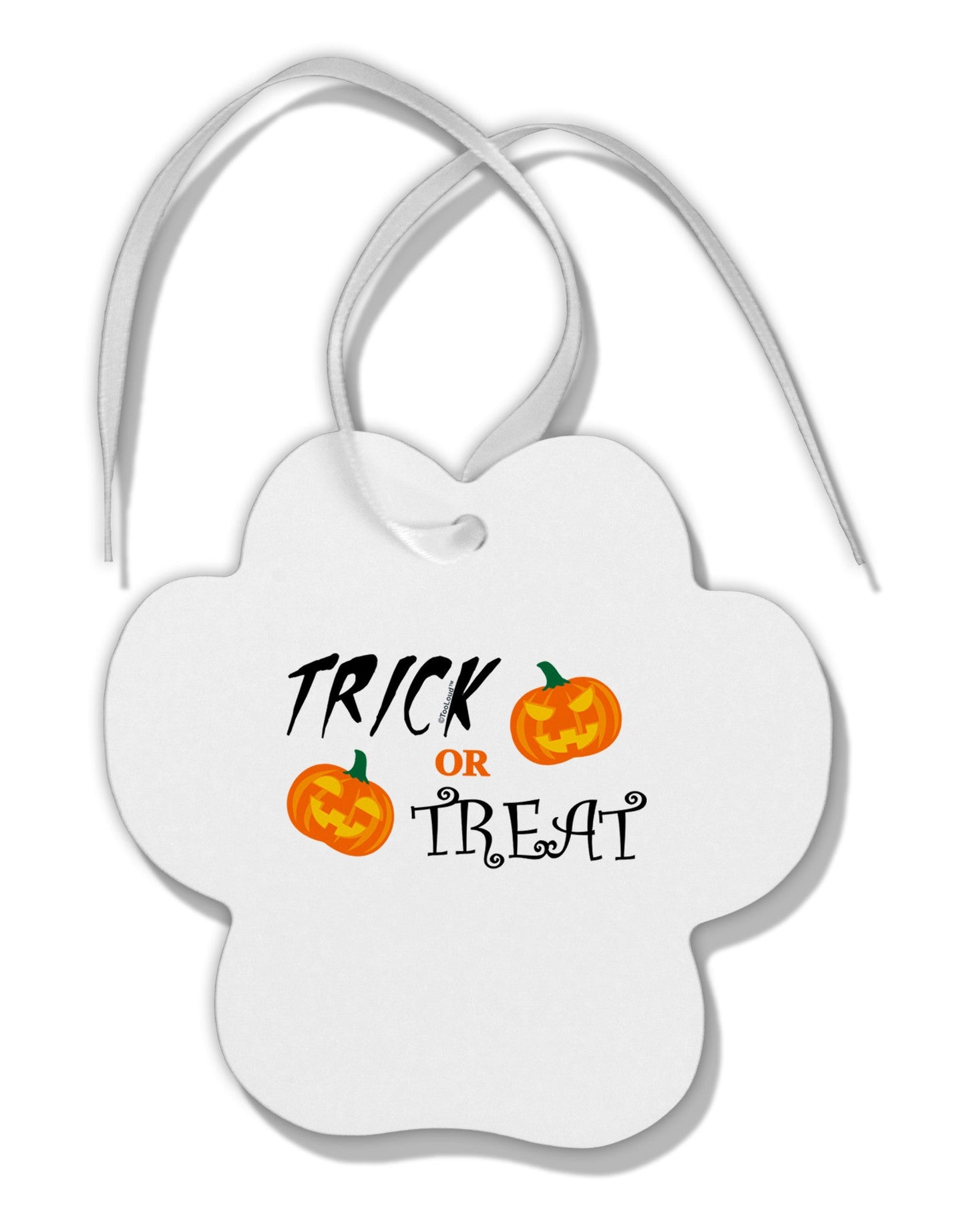 Trick or Treat Pumpkins Paw Print Shaped Ornament-Ornament-TooLoud-White-Davson Sales