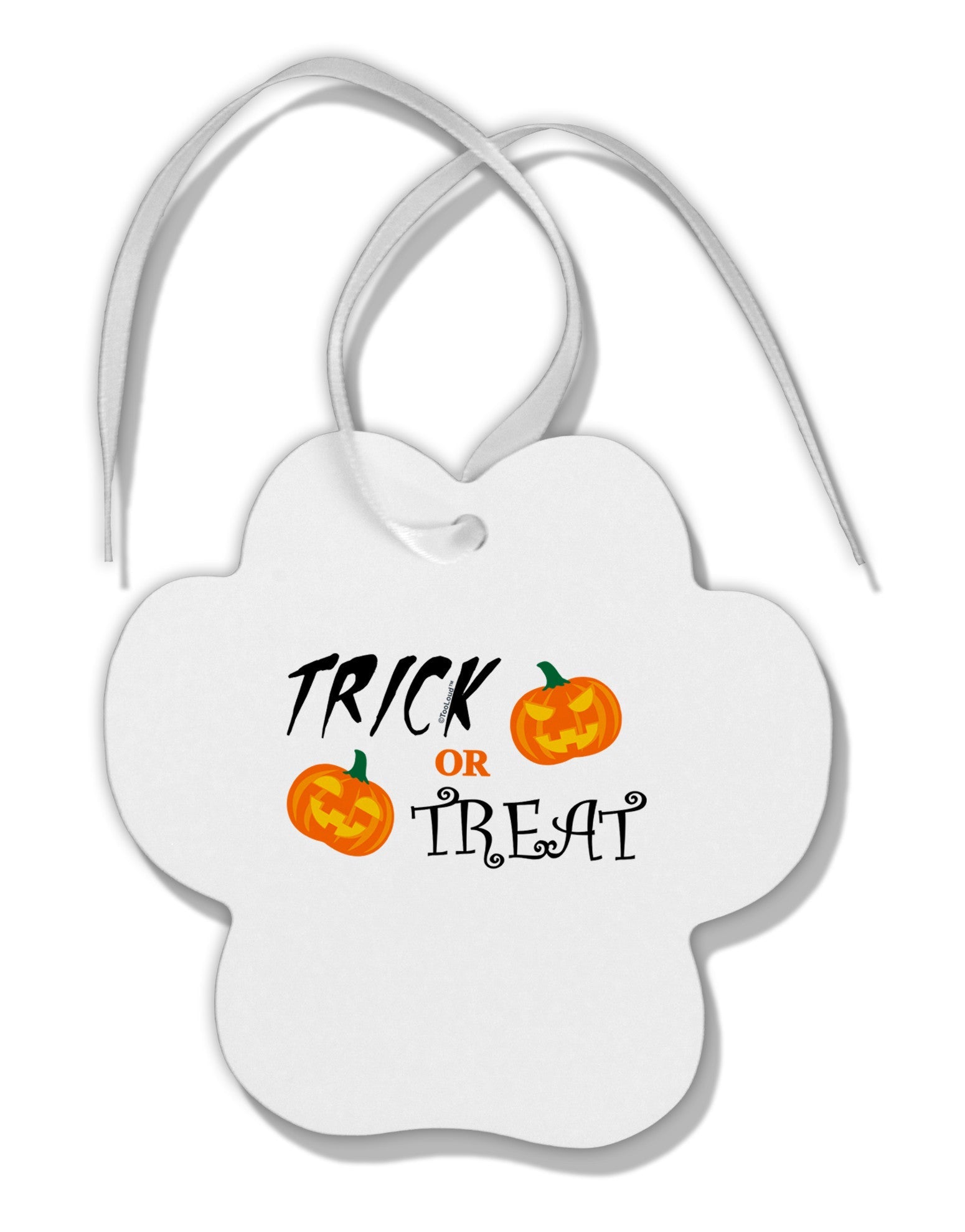 Trick or Treat Pumpkins Paw Print Shaped Ornament-Ornament-TooLoud-White-Davson Sales