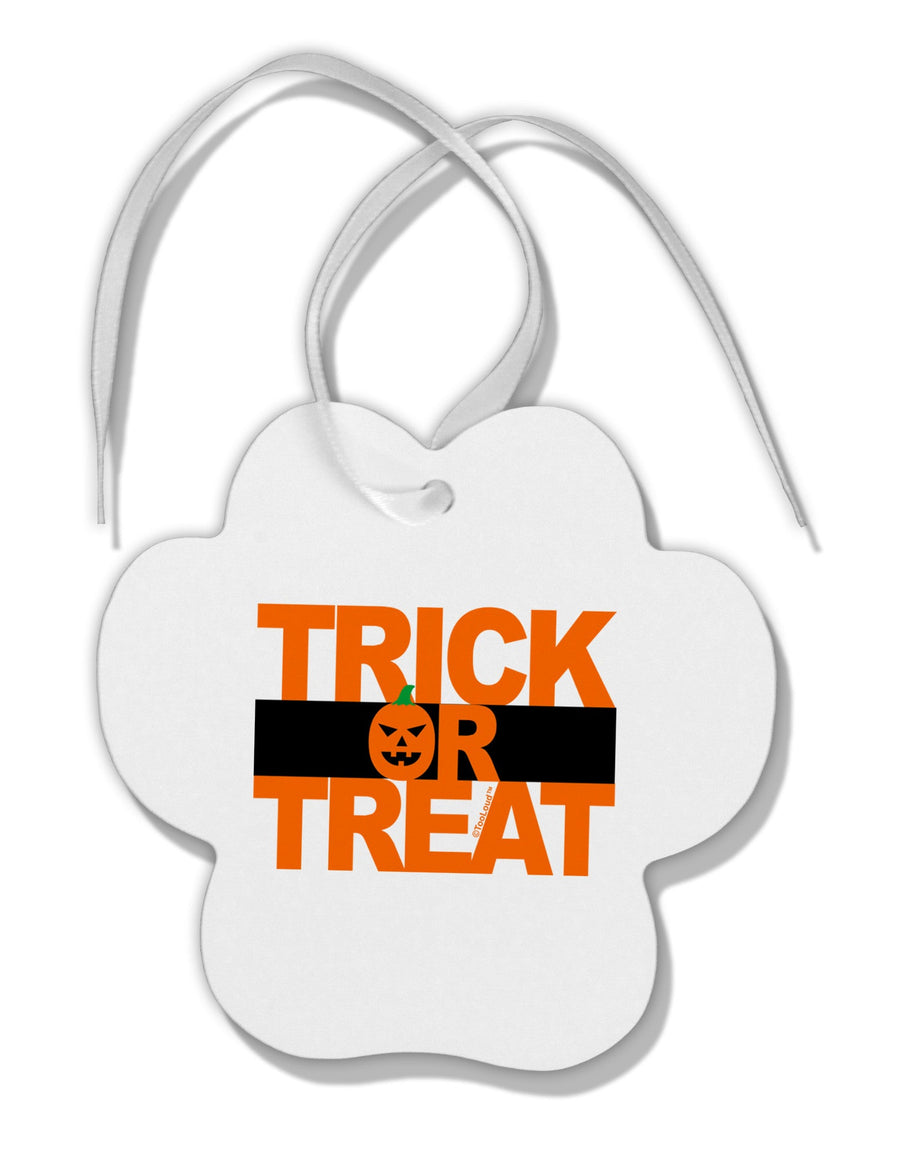 Trick or Treat Text Paw Print Shaped Ornament-Ornament-TooLoud-White-Davson Sales