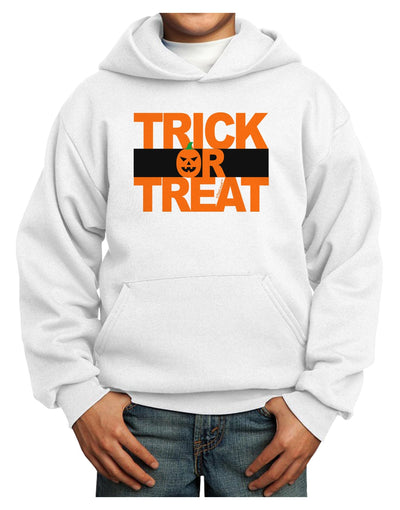 Trick or Treat Text Youth Hoodie Pullover Sweatshirt-Youth Hoodie-TooLoud-White-XS-Davson Sales