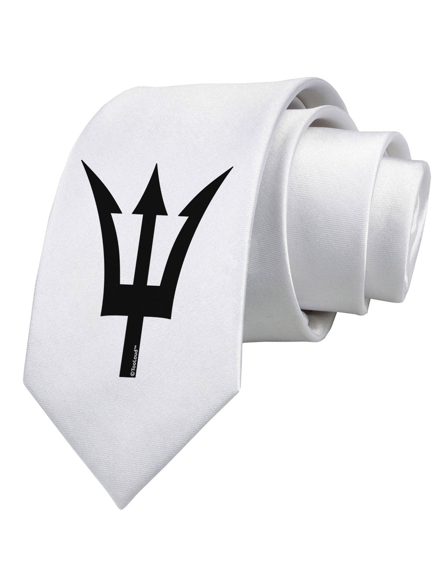 Trident of Poseidon Printed White Necktie by TooLoud