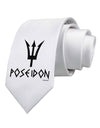 Trident of Poseidon with Text - Greek Mythology Printed White Necktie by TooLoud