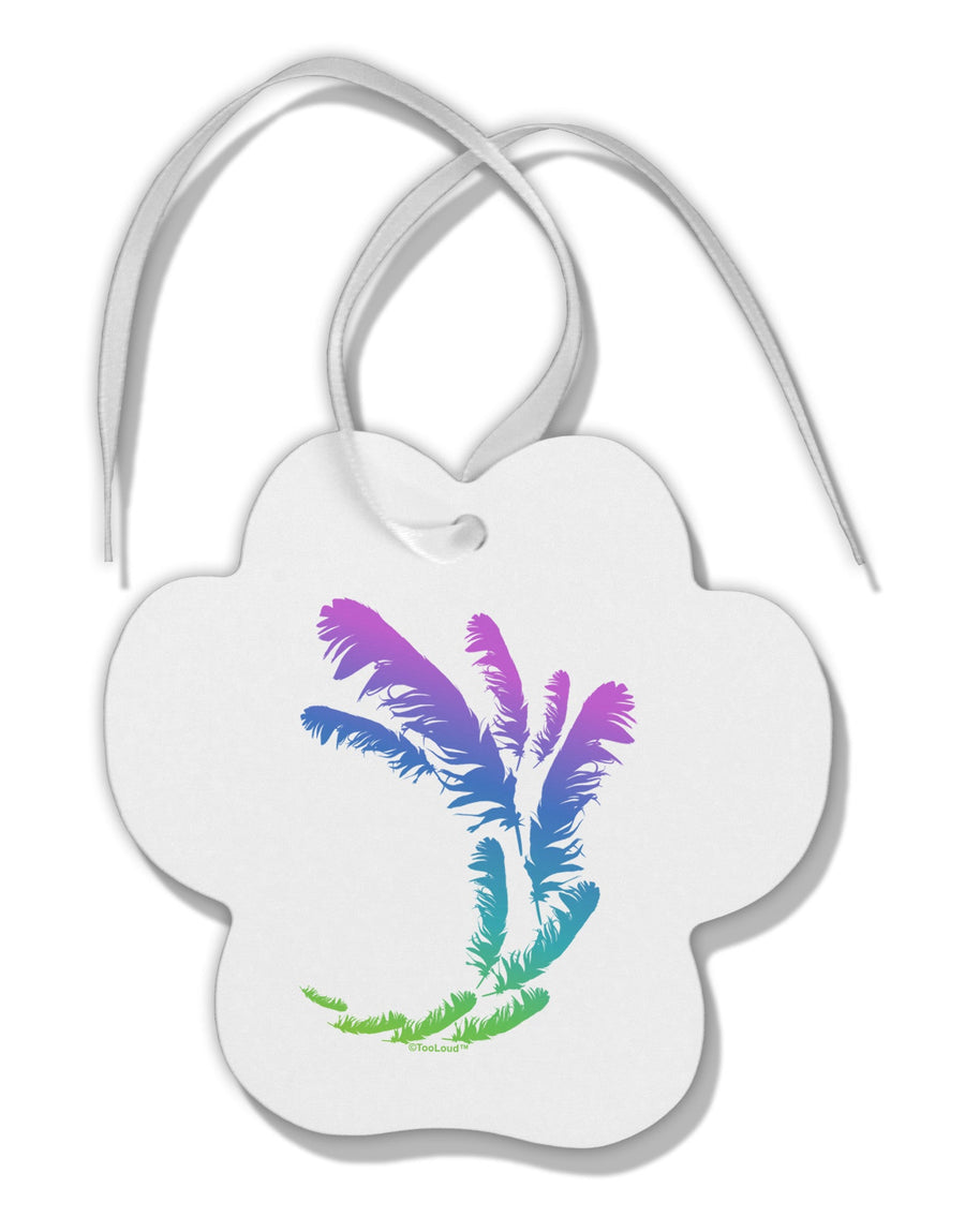 Tropical Feathers Paw Print Shaped Ornament-Ornament-TooLoud-White-Davson Sales