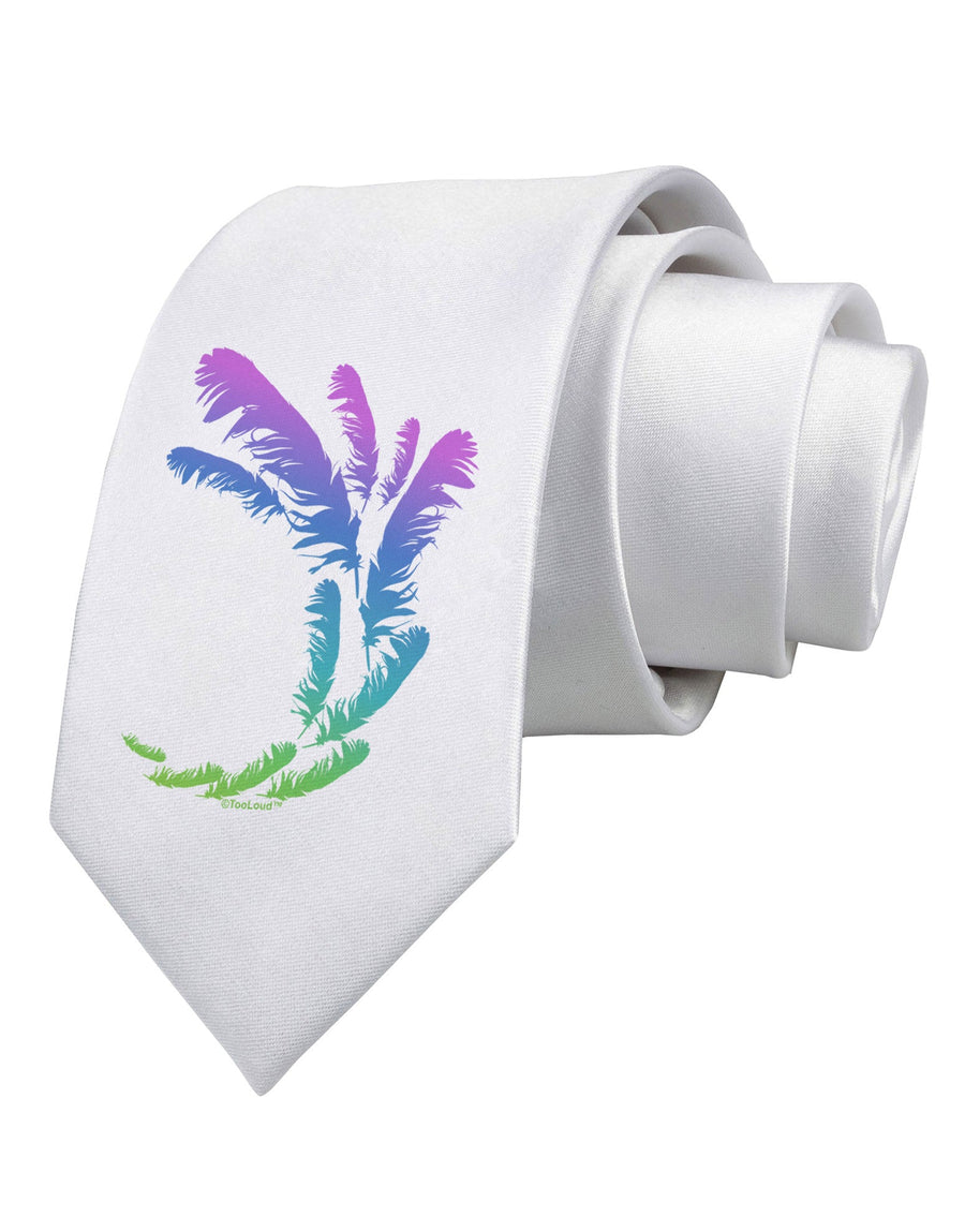 Tropical Feathers Printed White Necktie