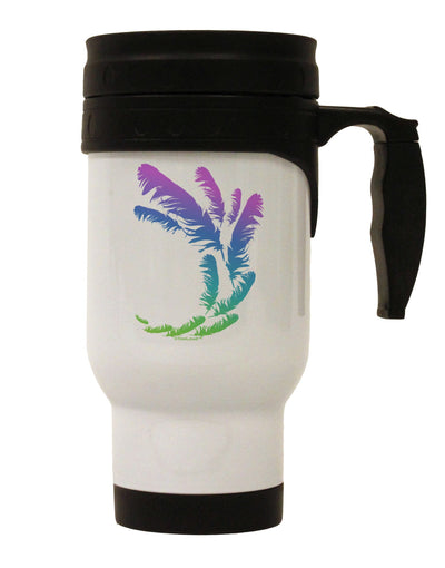 Tropical Feathers Stainless Steel 14oz Travel Mug-Travel Mugs-TooLoud-White-Davson Sales