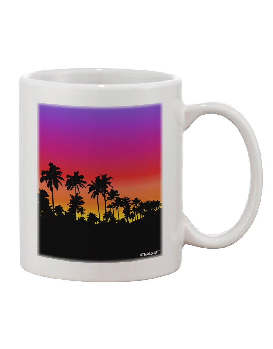 Tropical Vibes 11 oz Coffee Mug with Palm Trees and Sunset Design - TooLoud-11 OZ Coffee Mug-TooLoud-White-Davson Sales