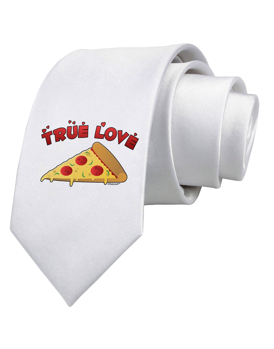 True Love - Pizza Printed White Necktie