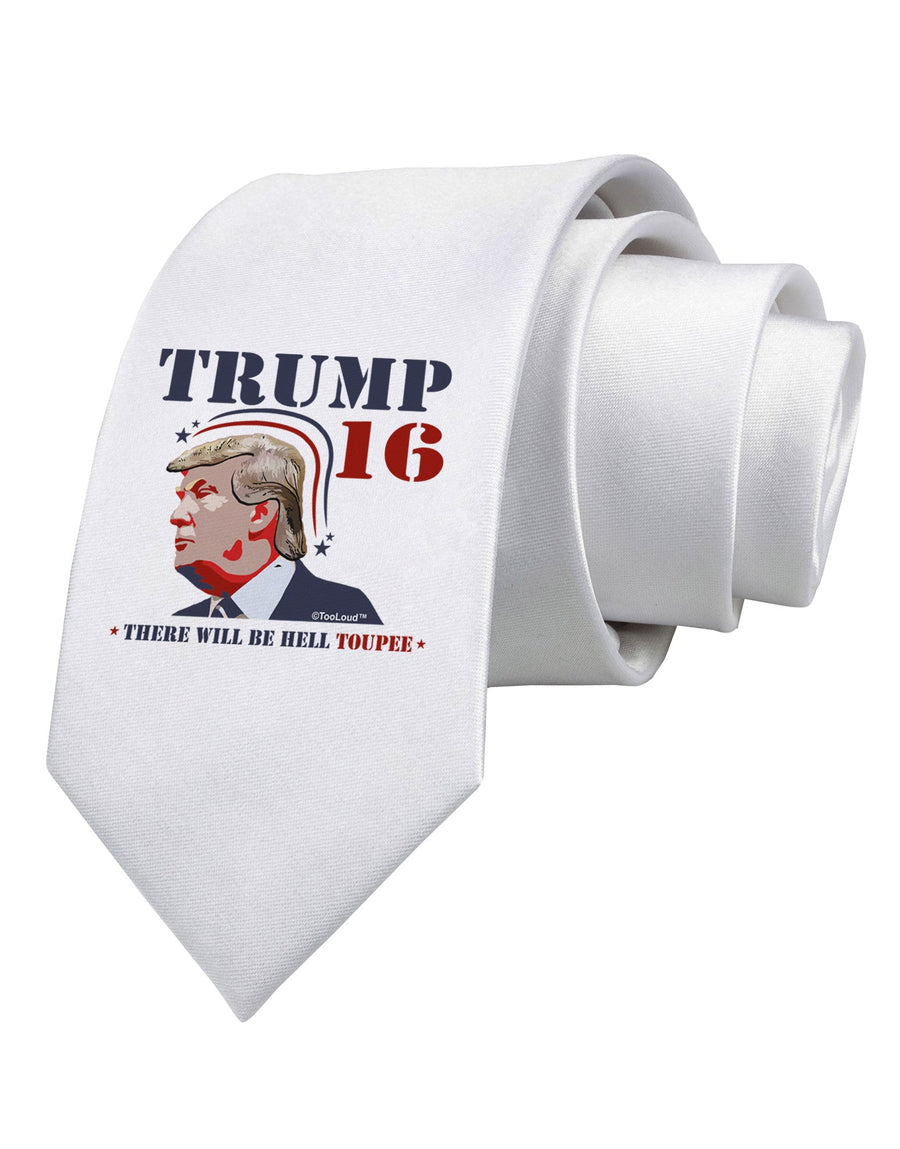 Trump - Hell Toupee Printed White Necktie