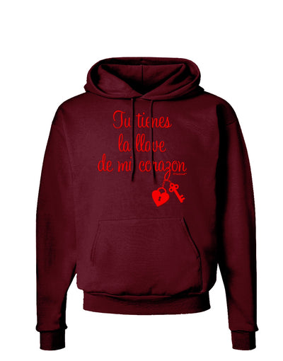 Tu Tienes La Llave De Mi Corazon Dark Hoodie Sweatshirt by TooLoud-Hoodie-TooLoud-Maroon-Small-Davson Sales