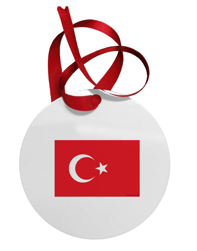 Turkey Flag Circular Metal Ornament by TooLoud-Ornament-TooLoud-White-Davson Sales