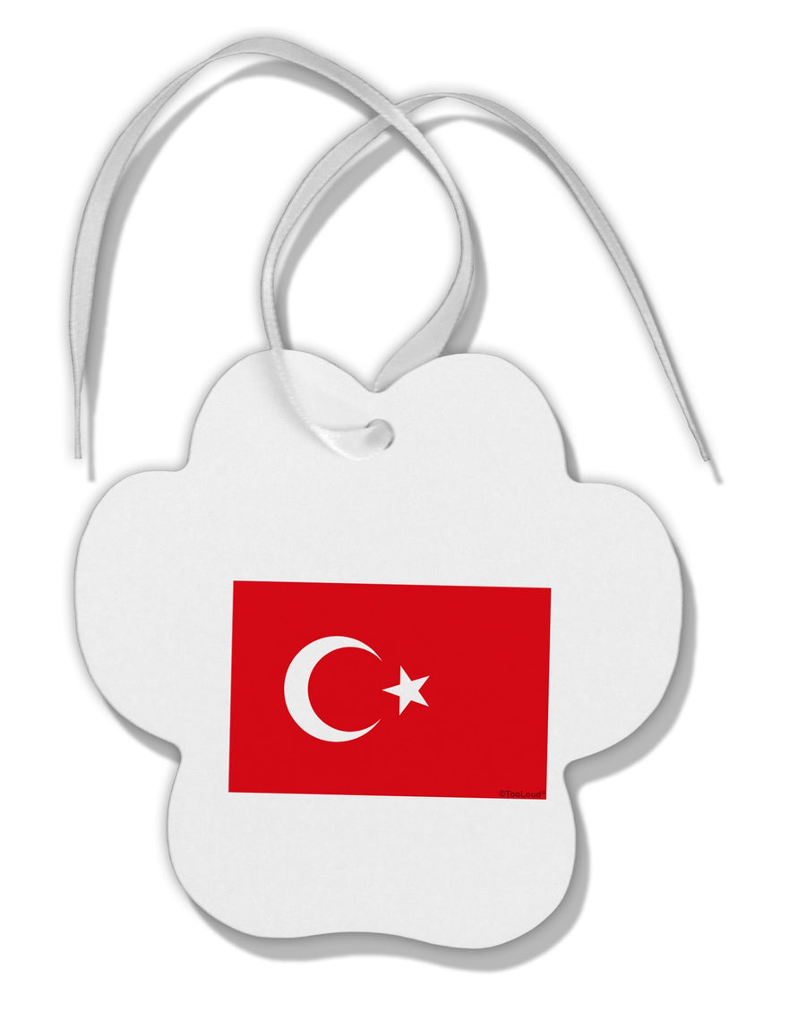 Turkey Flag Paw Print Shaped Ornament by TooLoud-Ornament-TooLoud-White-Davson Sales