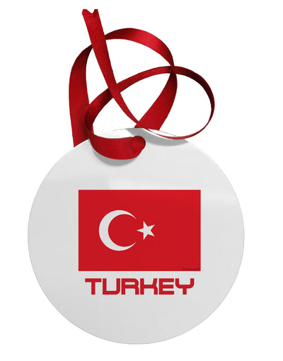 Turkey Flag with Text Circular Metal Ornament by TooLoud-Ornament-TooLoud-White-Davson Sales