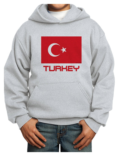 Turkey Flag with Text Youth Hoodie Pullover Sweatshirt by TooLoud-Youth Hoodie-TooLoud-Ash-XS-Davson Sales