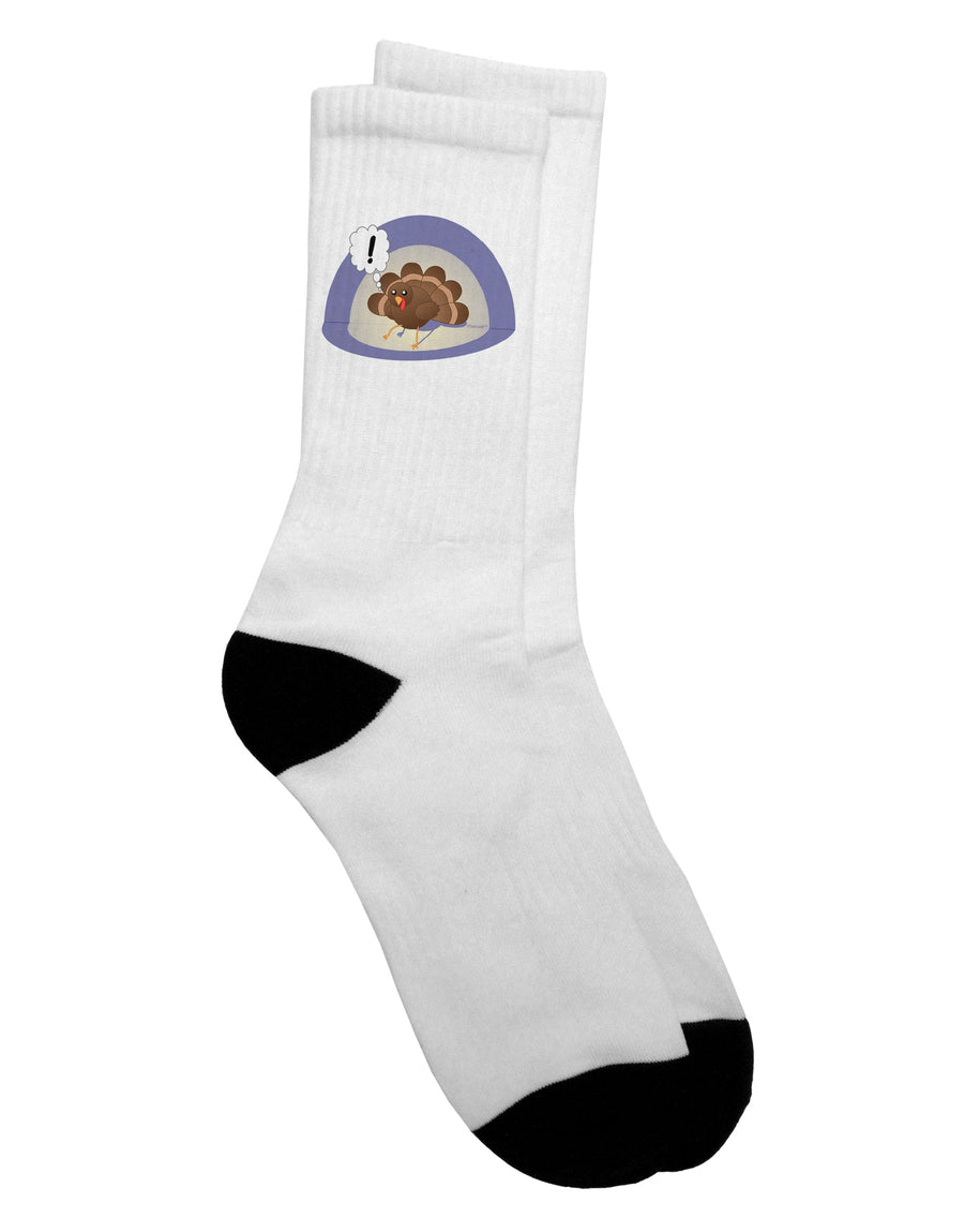 Turkey Trotting - Hilarious Thanksgiving Crew Socks - TooLoud-Socks-TooLoud-White-Ladies-4-6-Davson Sales