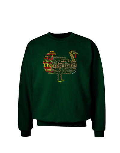 Turkey Typography Adult Dark Sweatshirt-Sweatshirts-TooLoud-Deep-Forest-Green-Small-Davson Sales