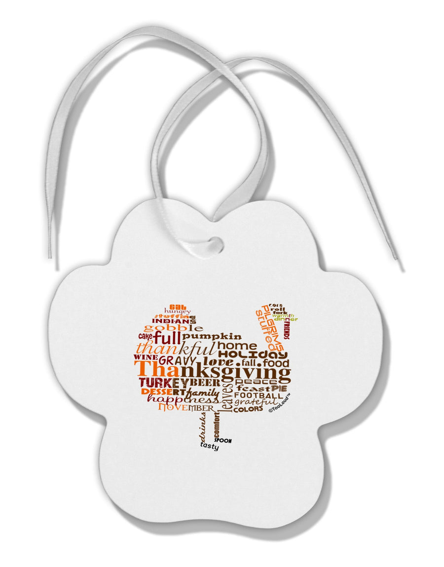 Turkey Typography Paw Print Shaped Ornament-Ornament-TooLoud-White-Davson Sales