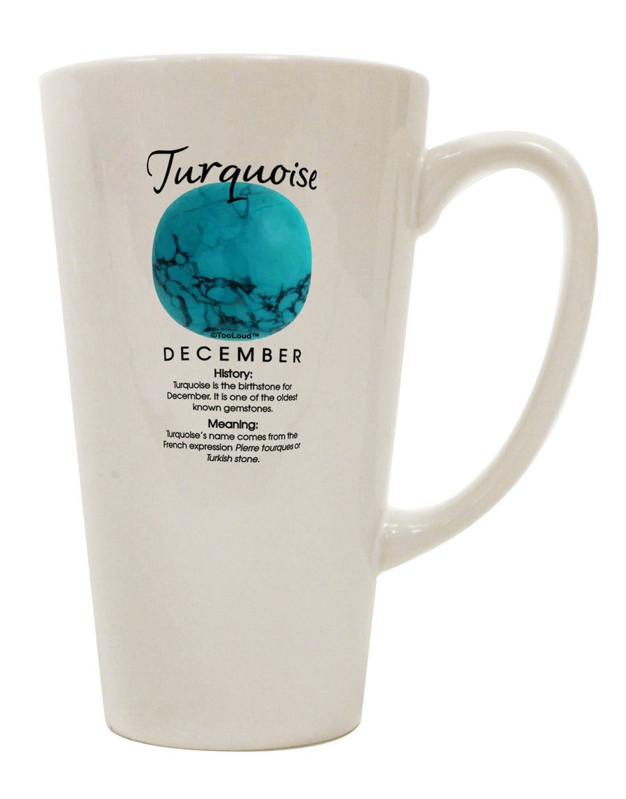 Turquoise Birthstone Conical Latte Coffee Mug - Crafted for the Discerning Coffee Enthusiast-Conical Latte Mug-TooLoud-White-Davson Sales