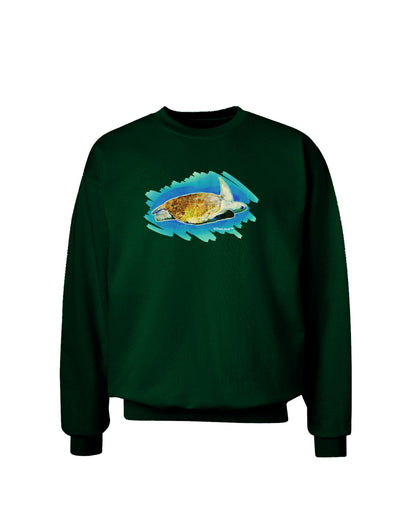 Turtle Watercolor Adult Dark Sweatshirt-Sweatshirts-TooLoud-Deep-Forest-Green-Small-Davson Sales