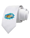 Turtle Watercolor Printed White Necktie